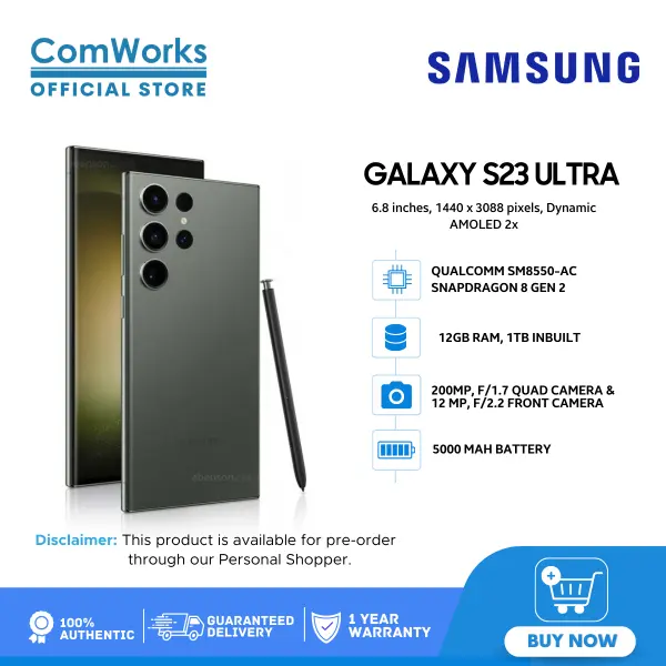 Samsung galaxy S23 ultra 5g Display: 6.8-inch Dynamic AMOLED, Edge Screen 120Hz Adaptive Refresh Rate  512GB + 12GB RAM 200 MP Main camera 12.0 mp selfie 5000 mAh battery capacity smart phones