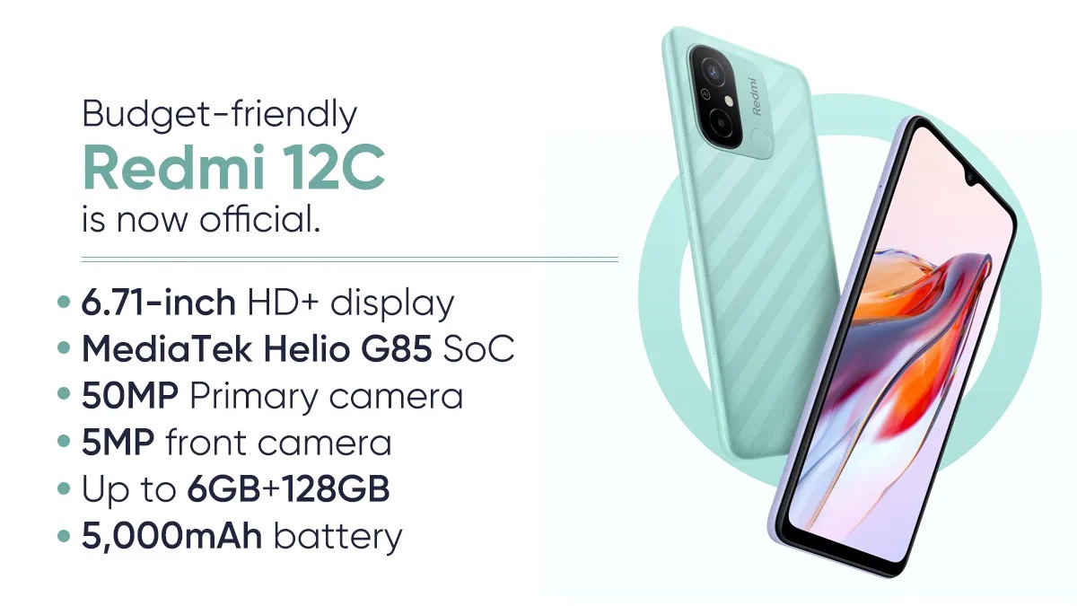 Brand NEW Xiaomi Redmi 12C 128GB ROM + 6GB RAM 6.71" DISPLAY 5000mAh Battery CAPACITY Dual Sim 50MP Main camera 5 MP SELFIE  Android 12 smart phones