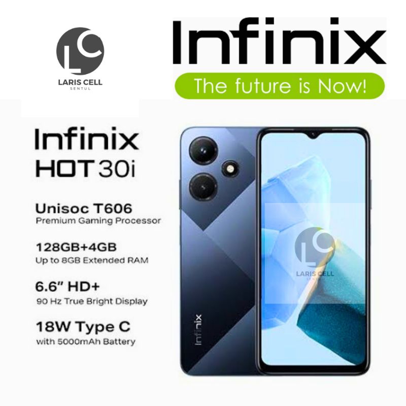 Infinix Hot 30i 128GB 8(4+4)GB RAM Dual SIM 4G LTE Network 13MP Main camera 8MP Selfie 5000mAh 90Hz 6.6" HD+Screen Display Fingerprint Unlock Android 12 Smart Phones
