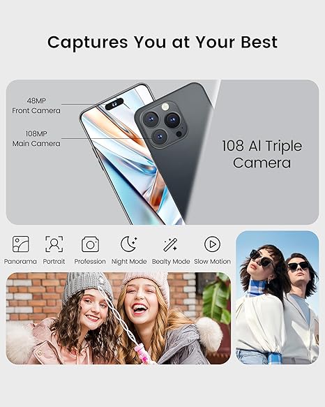 Corn C16 Pro Max  64GB Storage +5(2+3Extended ) RamUnlocked Cell Phone, Android 6.6"HD +WATERDROP SCREEN 13MP Main Camera,8mp Front camera  5000mAh Dual SIM, Face ID, GPS, OTG (Black) Phone Smartphone