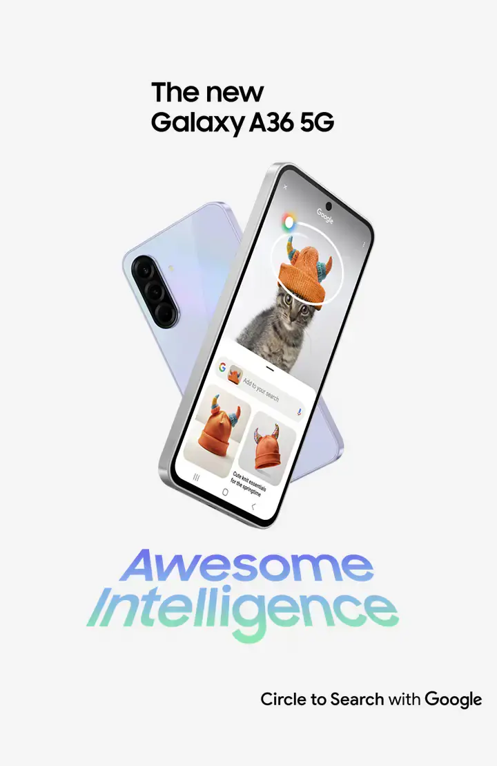SAMSUNG GALAXY A36 7-inch, Dual SIM, Super AMOLED, Main Camera: 50MP +8MP + 5MP, 5000mAh Battery, 45W, Connectivity: , Wi-Fi, Bluetooth 5.3, NFC, Chipset Qualcomm Phones SMARTPHONES            Phone s