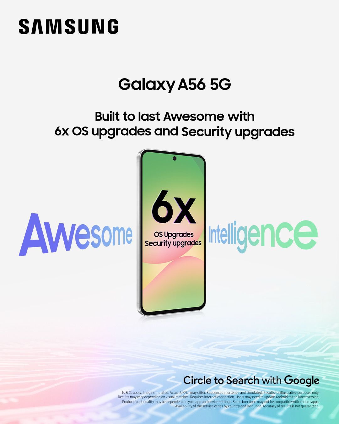 SAMSUNG GALAXY A36 5G 7-inch,256GB ROM + 8GB RAM Dual SIM, Super AMOLED, Main Camera: 50MP +8MP + 2MP, 5000mAh Battery, 45W, Connectivity:  Wi-Fi, Bluetooth 5.3, NFC, Phone SMART PONES75-AB