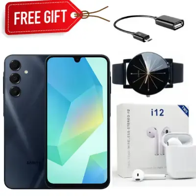 Samsung Galaxy A16 128GB+4GB 6.7" Super AMOLED Display 50MP Triple Camera Android 14 Mediatek Helio G99 5000mAh 25W Type-C Charge Smart Phones + Free GIFTS (Pods , smartwatch and otg)