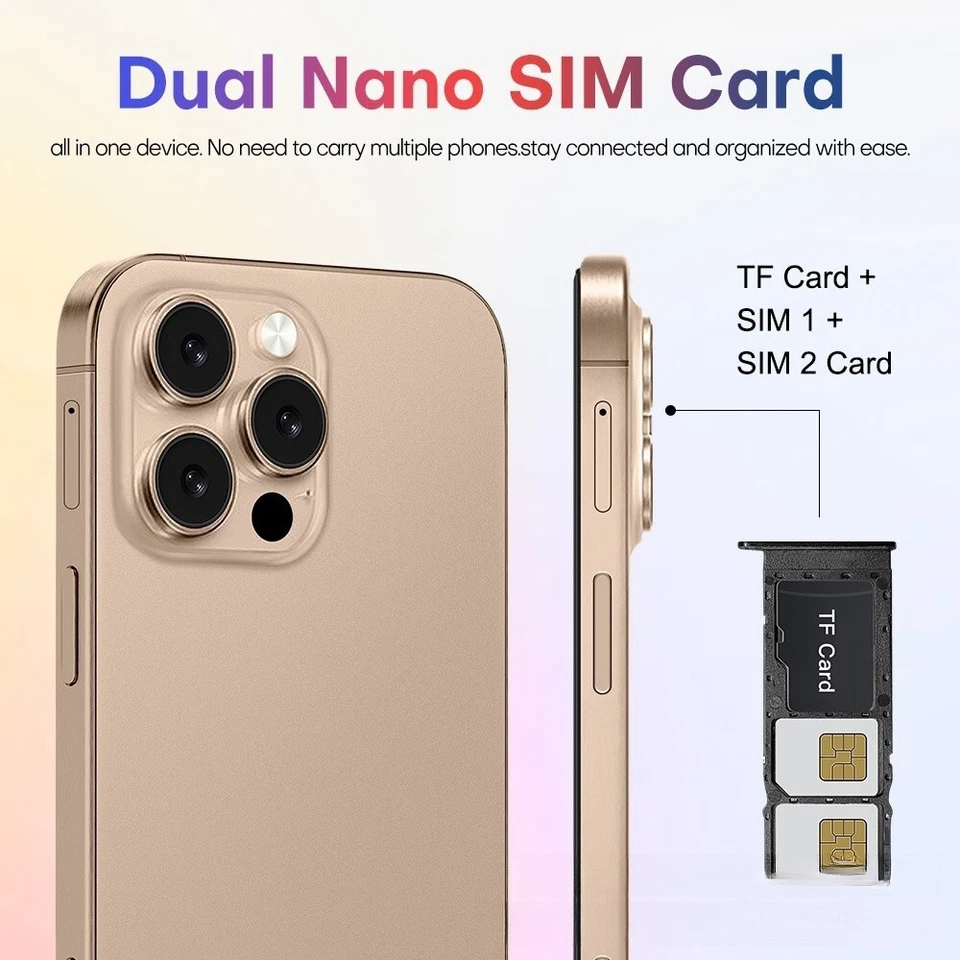 i16 Pro Max Android 14 smartphone 128gb Rom + 6gb Ram 6.6 inches ips screen display 5000mAh battery capacity QUADCORE Processor 13mp dual main camera+ 5 mp selfie android smartphone