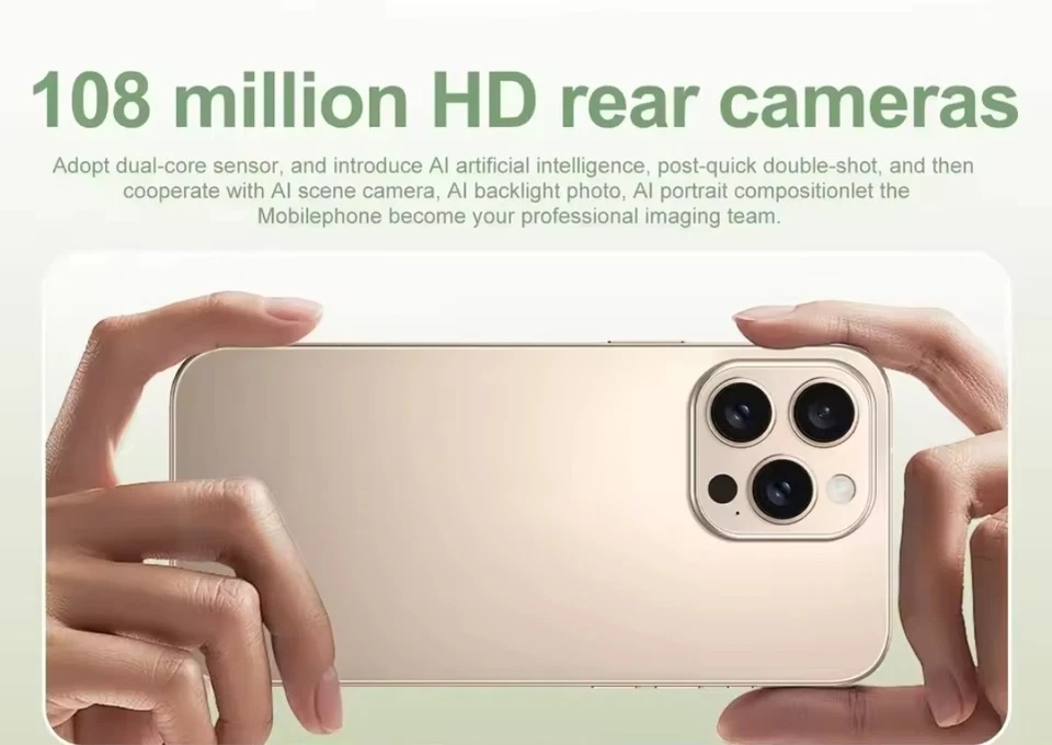 i16 Pro Max Android 14 smartphone 128gb Rom + 6gb Ram 6.6 inches ips screen display 5000mAh battery capacity QUADCORE Processor 13mp dual main camera+ 5 mp selfie android smartphone