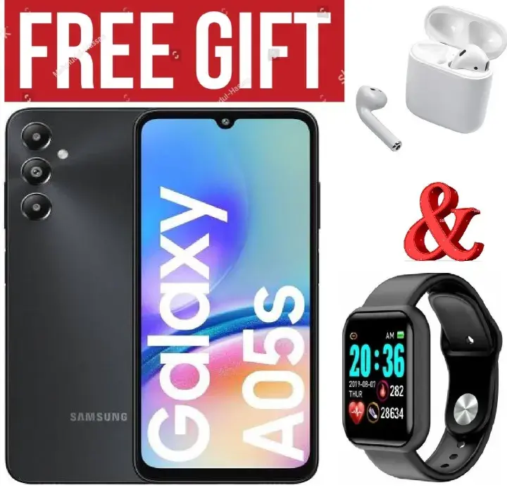 LIMITED DISCOUNT !!!! BRAND NEW Samsung Galaxy A05S, 6.7", 90HZ, 4GB RAM + 128GB ROM, 50MP, 5000mAh COMES WITH FREE GIFTS ( AIRPODS + SMART WATCH) FOR YOU