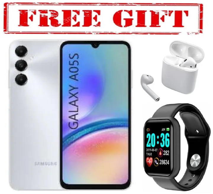 LIMITED DISCOUNT !!!! BRAND NEW Samsung Galaxy A05S, 6.7", 90HZ, 4GB RAM + 128GB ROM, 50MP, 5000mAh COMES WITH FREE GIFTS ( AIRPODS + SMART WATCH) FOR YOU