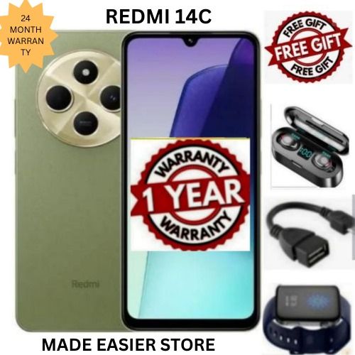 BRAND NEW Xiaomi Redmi 14C 8GB RAM + 256GB Storage 6.88" 120Hz HD+ IPS display 4G Dual Sim 5160mAh Battery 50MP triple main camera Android 14 Smart Phones Mobile Phone +FREE GIFTS