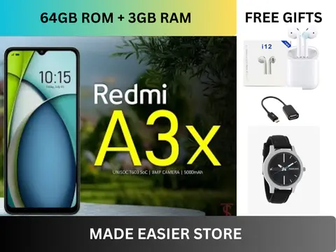 [BRAND NEW] XIAOMI Redmi A3X 6.71" 64GB+3GB RAM 4G Network 5000mAh Battery 8MP AI Camera 10W Fast Charging Fingerprint Sensor Android 14 Smart Phones+FREE GIFTS