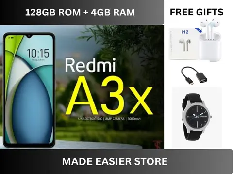 [BRAND NEW] XIAOMI Redmi A3X 6.71" 128GB+4GB RAM 4G Network 5000mAh Battery 8MP AI Camera 10W Fast Charging Fingerprint Sensor Android 14 Smart Phones+FREE GIFTS