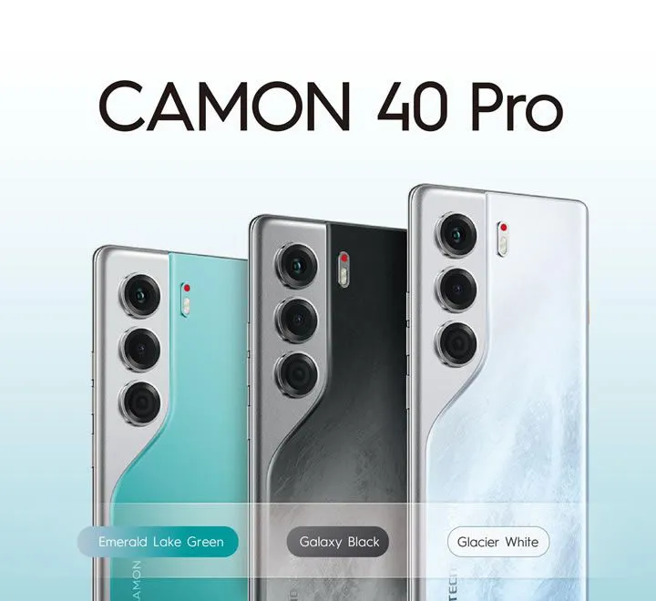 Tecno Camon 40 Pro 256GB ROM+8GB RAM 6.78' 120Hz AMOLED Display Corning Gorill 7i Glass Protection 50MP+50MP Camera MTK Helio G100 Ultimate IP69 Dust/Water Resistant 5200mAh Battery Smartphone