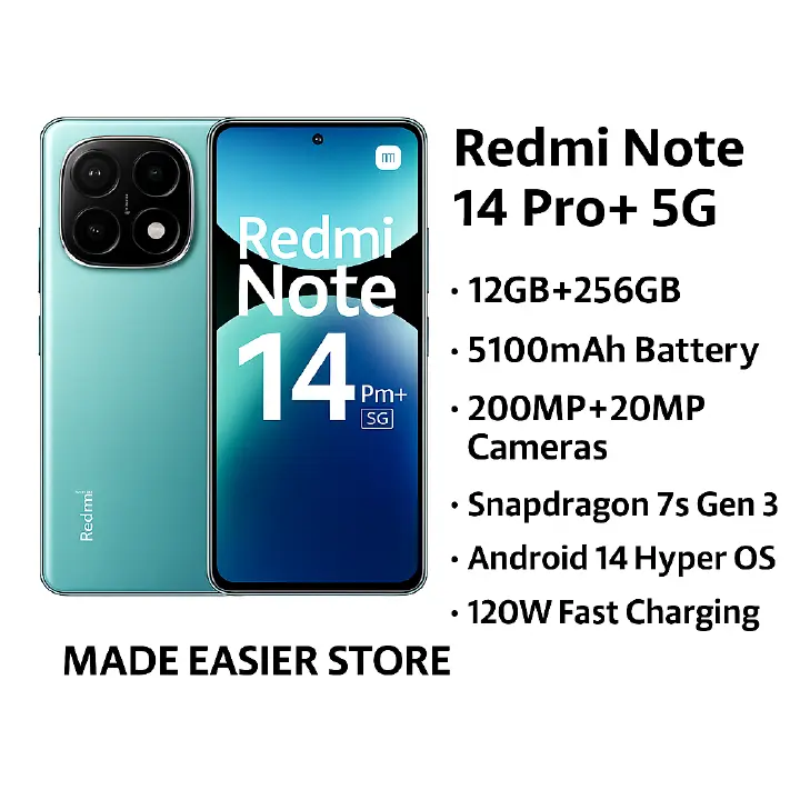 Xiaomi Redmi Note 14 Pro+ 5G 8GB+256GB 6.67" 120Hz Curved AMOLED Display 200MP Camera 5110mAh Battery Dual SIM IP68Water/Dust Resistant In-screen Fingerprint 120W Note 14 Pro Plus Smart Phone