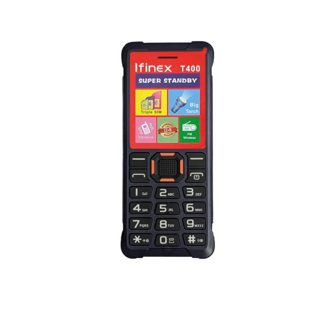 Ifinex T400 TRIPLE SIM CARD FEATURE PHONE WITH Bluetooth /Wireless FM/SD Slot kabambe/katululu/mulika mwizi/button feature phone