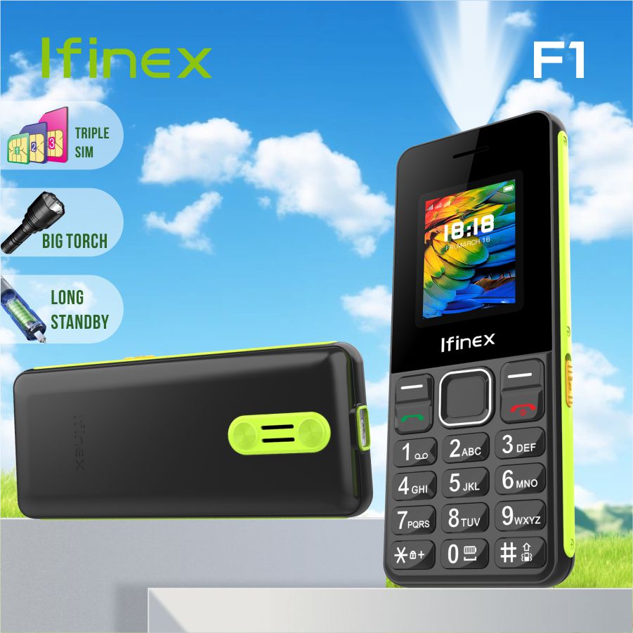 Ifenex F1 Display 1.77 inch tripple sim card WITH  Facebook/Bluetooth/Vibrator/Wireless FM/MP3/MP4 Battery 3300mAh kabambe/katululu/mulika mwizi/button feature phone