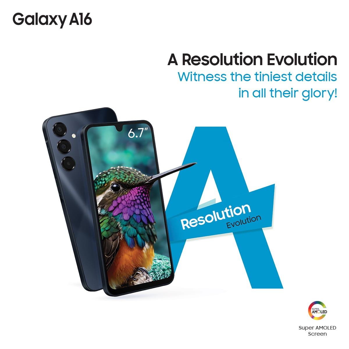 Samsung Galaxy A16 4G 128GB Storage + 6GB RAM, 50MP Rear Camera, 13MP Front Camera  6.7" AMOLED DISPLAY FHD+,5000mAh  Battery ,Type - C Dual sim Smartphones smart phone