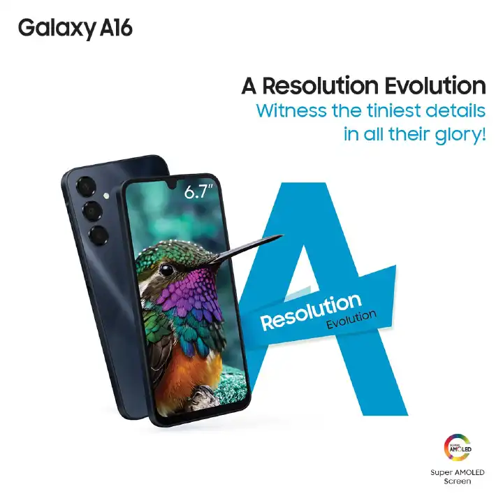 Samsung Galaxy A16 4G 128GB Storage + 6GB RAM, 50MP Rear Camera, 13MP Front Camera  6.7" AMOLED DISPLAY FHD+,5000mAh  Battery ,Type - C Dual sim Smartphones smart phone