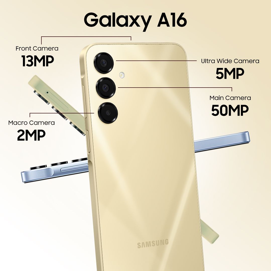 Samsung Galaxy A16 4G 128GB Storage + 6GB RAM, 50MP Rear Camera, 13MP Front Camera  6.7" AMOLED DISPLAY FHD+,5000mAh  Battery ,Type - C Dual sim Smartphones smart phone