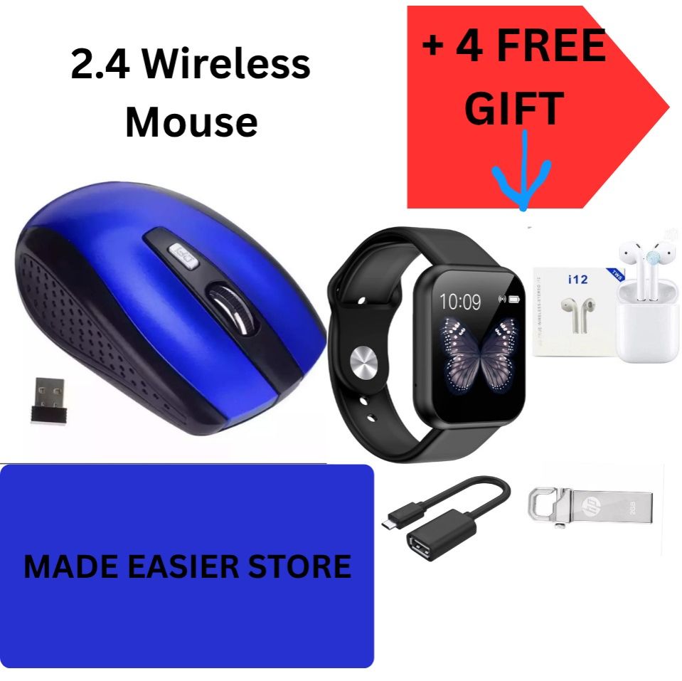 Wireless Mouse - Wireless Mouse for Laptop, 2.4GHz Wireless Mouse with USB Receiver, Ergonomic Mouse with 1600 DPI Optical Resolution, Compatible with Computer & Chromebook+free gifts
