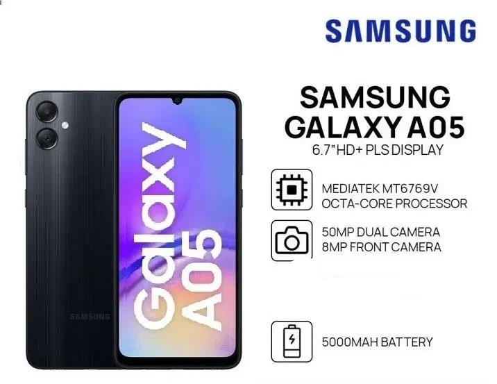 LIMITED DISCOUNT !!!! BRAND NEW Samsung Galaxy A05, 6.7", 90HZ, 4GB RAM + 64GB ROM, 50MP, 5000mAh COMES WITH FREE GIFTS (SMART WATCH) FOR YOU