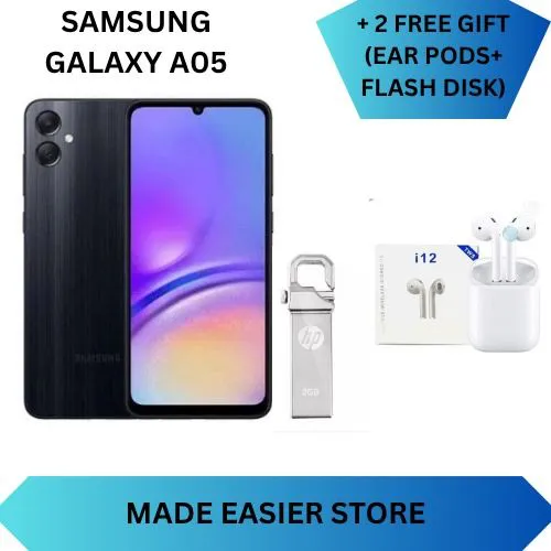 LIMITED DISCOUNT !!!! BRAND NEW Samsung Galaxy A05, 6.7", 90HZ, 4GB RAM + 64GB ROM, 50MP, 5000mAh COMES WITH FREE GIFTS (flash drive + EAR PODS ) FOR YOU
