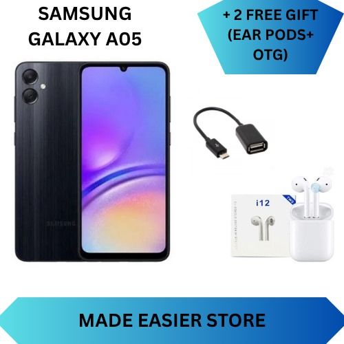LIMITED DISCOUNT !!!! BRAND NEW Samsung Galaxy A05, 6.7", 90HZ, 4GB RAM + 64GB ROM, 50MP, 5000mAh COMES WITH FREE GIFTS (OTG CABLE+ EAR PODS ) FOR YOU