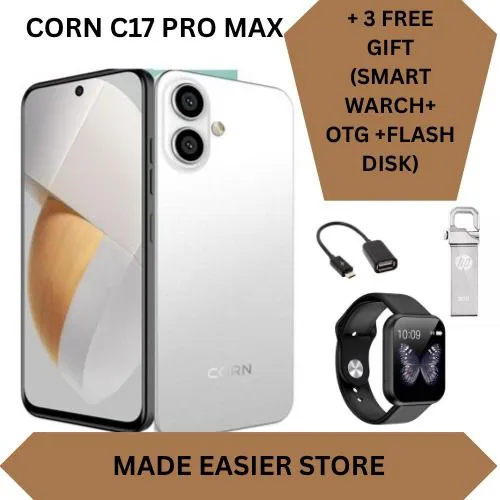 [Latest Deals ] CORN C17 MAX 64GB Storage + 5GB (2+3)GB Extended Ram 6.67'' HD Hole screen 5000mAh Battery 3G network 13MP ultra camera 8MP camera Dual speaker side-fingerprint smartphone + FREE GIFTS