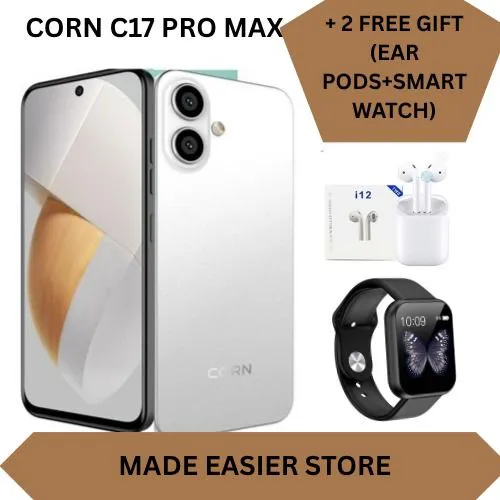 [Latest Deals ] CORN C17 MAX 64GB Storage + 5GB (2+3)GB Extended Ram 6.67'' HD Hole screen 5000mAh Battery 3G network 13MP ultra camera 8MP camera Dual speaker side-fingerprint smartphone + FREE GIFTS