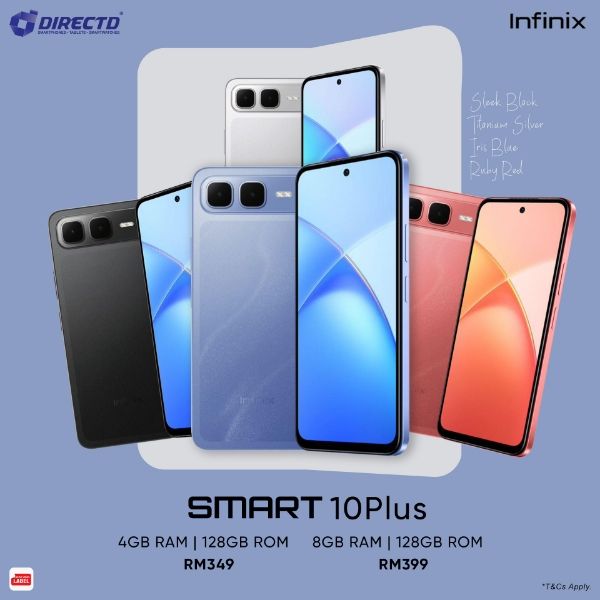 Infinix Smart 10 Plus 6.67" 120Hz IPS LCD Screen, 128GB Storage + 4GB RAM, 6000 mAh Battery, 8MP Rear & 8MP Front Camera, Android 15, Dual SIM, Side Fingerprint, Stereo Speakers, USB-C, FM Radio Smart