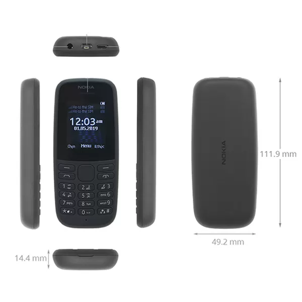 Nokia 105 Original Nokia Phone 800 mAh 1.77`` Dual SIM Cards Unlocked Cheap Durable Old Phone Classic Feature phone kabambe/ Featured phone katululu