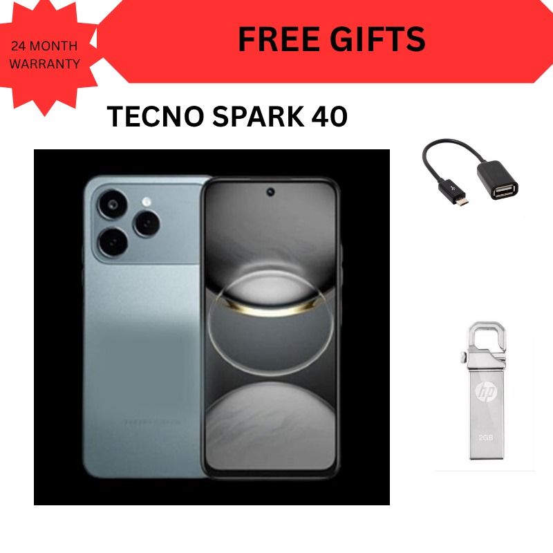Tecno Spark 40 128GB + 8GB(4+4GB EXTENDED) 6.67'' Hole Screen Camera 50MP Main Camera 8MP Front Camera5200mAh BatterySide Fingerprint Free call without signal smartphone + FREE GIFTS FOR YOU