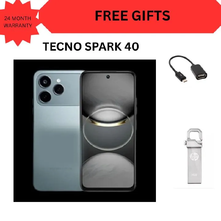Tecno Spark 40 128GB + 8GB(4+4GB EXTENDED) 6.67'' Hole Screen Camera 50MP Main Camera 8MP Front Camera5200mAh BatterySide Fingerprint Free call without signal smartphone + FREE GIFTS FOR YOU