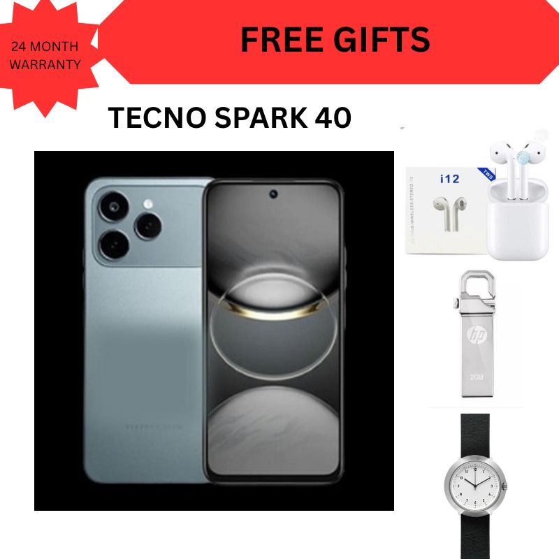 Tecno Spark 40 128GB + 8GB(4+4GB EXTENDED) 6.67'' Hole Screen Camera 50MP Main Camera 8MP Front Camera5200mAh BatterySide Fingerprint Free call without signal smartphone + FREE GIFTS FOR YOU