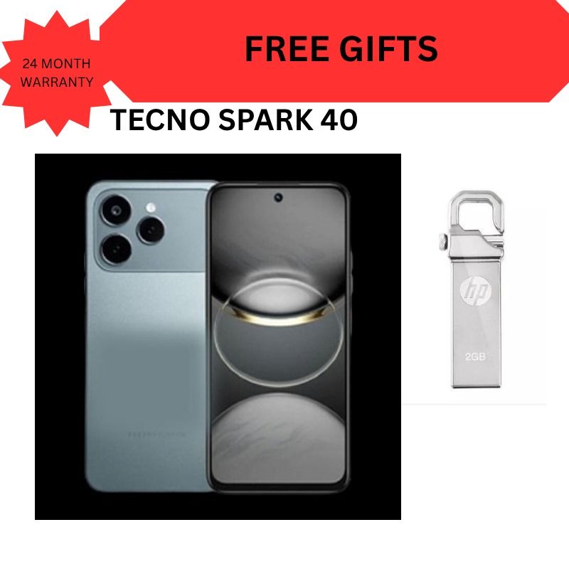 Tecno Spark 40 128GB + 8GB(4+4GB EXTENDED) 6.67'' Hole Screen Camera 50MP Main Camera 8MP Front Camera5200mAh BatterySide Fingerprint Free call without signal smartphone + FREE GIFTS FOR YOU