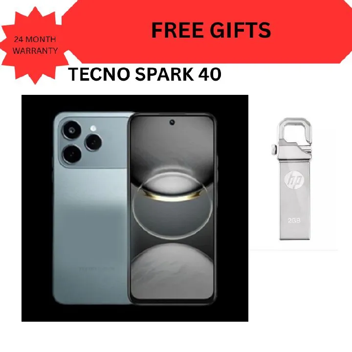 Tecno Spark 40 128GB + 8GB(4+4GB EXTENDED) 6.67'' Hole Screen Camera 50MP Main Camera 8MP Front Camera5200mAh BatterySide Fingerprint Free call without signal smartphone + FREE GIFTS FOR YOU