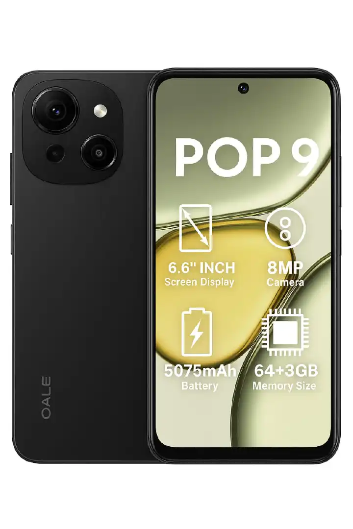 Oale pop 9 4G,Screen size 6.6inches,Dual sim,fingertips enabled,64GB and 3GB Ram,Typ c,Battery 5075mAh battery capacity 8 mp camera Android 13 smartphone