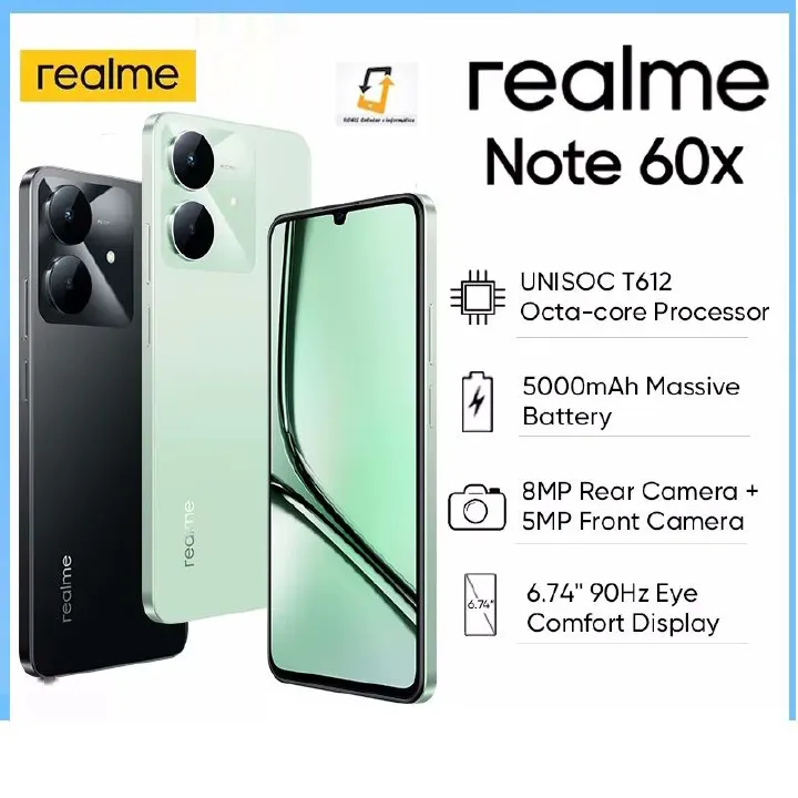 LIMITED DISCOUNT!! Brand New Realme Note 60x 6.74" IPS LCD Display, 3GB RAM+64GB ROM, 5000mAh, Android 14, 8MP Rear & 5MP Front Camera, Dual SIM, Fingerprint (side-mounted) - Smartphones