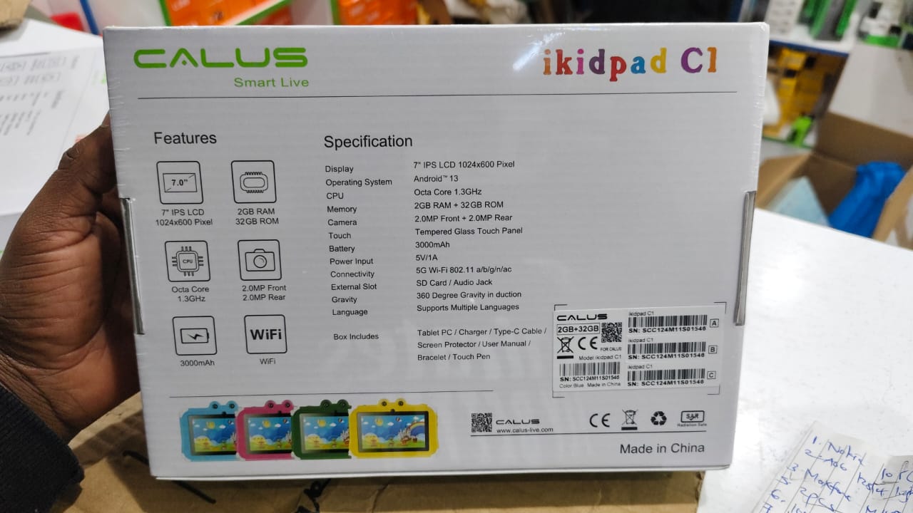 Calus Smart Live iKid pad C1 Tablet, 7-Inch IPS LCD Display, 2GB RAM + 32GB ROM, Android 13 Dual Camera, Black (Pink) 5G NETWORK BUILT IN iWAWA APP TABLET FOR KIDS ANDROID TABLETS