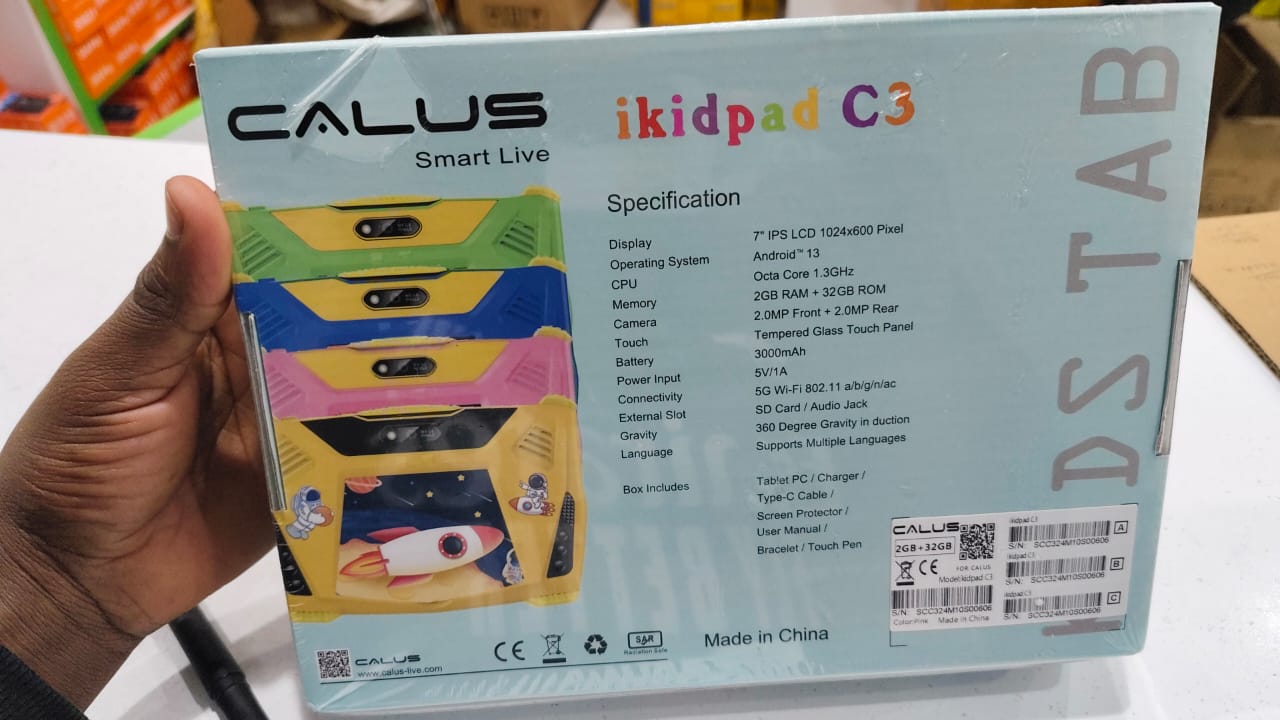 Calus Smart Live iKid pad C3 Tablet, 7-Inch IPS LCD Display, 2GB RAM + 32GB ROM, Android 13 Dual Camera, Black (Pink) 5G NETWORK BUILT IN iWAWA APP TABLET FOR KIDS ANDROID TABLETS
