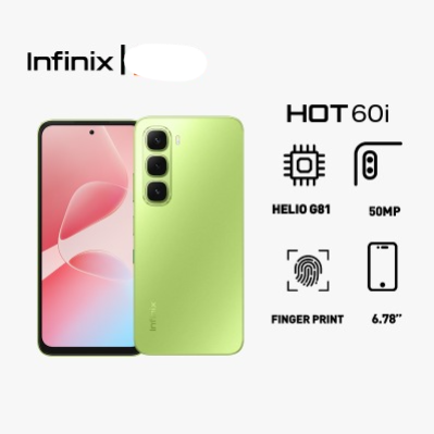 [Pre-sale] Infinix Hot 60i 128GB+12(6+6)GB 6.7" 120Hz Screen 4G Phone Dual SIM 5160mAh Battery 45W Charging 50MP Camera Fingerprint Lock Android 15 G81 Smart AI smart Phones