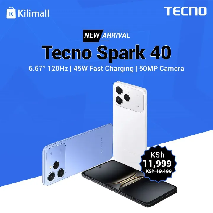 Tecno Spark 40 128GB + 8GB(4+4GB EXTENDED) 6.67'' Hole Screen Camera 50MP Main Camera 8MP Front Camera 45W Super Charging 5200mAh BatterySide Fingerprint Free call without signal smartphone free cover