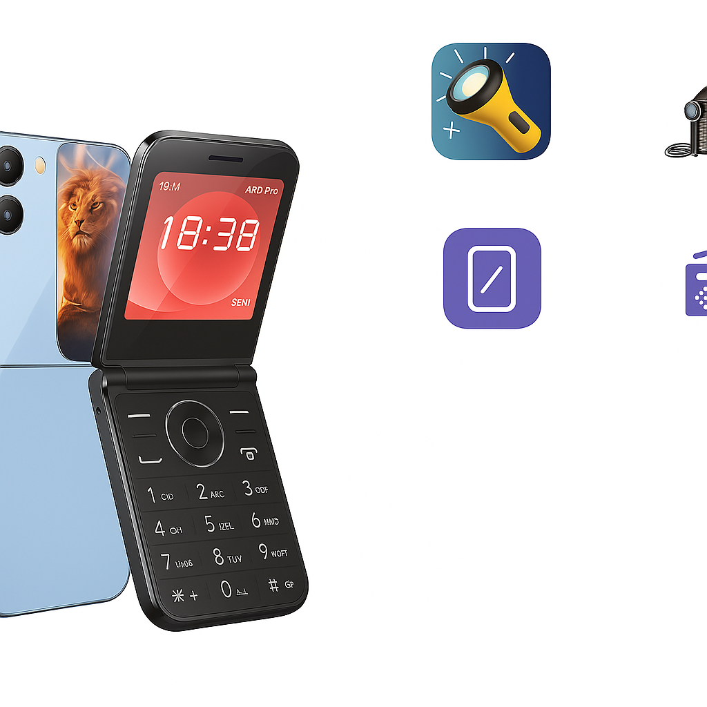 Oking A80 Pro Flip Phone Dual sim , 2.6" (Dual SIM), Wireless FM -Type C charger phone with wireless FM ,Torch light ,camera ,with big battery-Type C charger FEATURE PHONE
