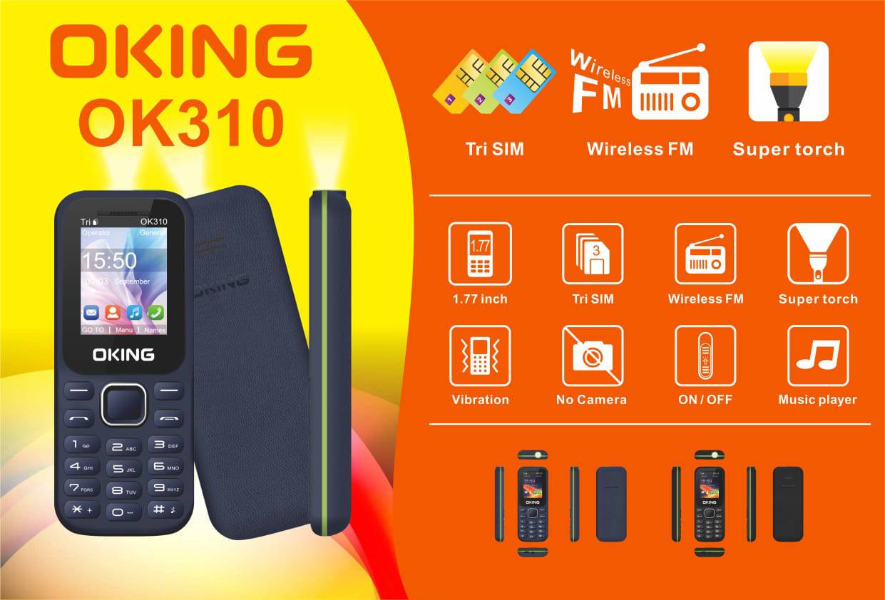 [OFFER] OKING OK310  OK 310 32.0 MB of RAM 2 Mini Sim WITH TORCH 1.77 inch dispaly Oking 310 kabambe katululu 1000mAh feature button phone featured phones