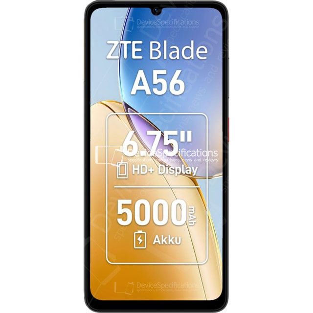 ZTE Blade A56 128GB ROM + 12GB (4+8GB EXTENDED RAM)6.75``HD+ screen display with 90Hz Refresh rate 13mp rear camera 5.0mp selfie  5000mAh battery capacity Dual SIM 4G Android 15 Smart Phones