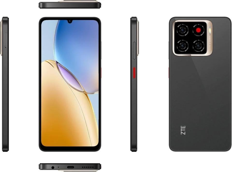 ZTE Blade A56 128GB ROM + 12GB (4+8GB EXTENDED RAM)6.75``HD+ screen display with 90Hz Refresh rate 13mp rear camera 5.0mp selfie  5000mAh battery capacity Dual SIM 4G Android 15 Smart Phones