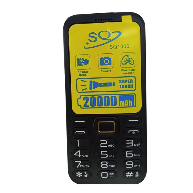 SQ Sq1000 - Powerbank Phone -5980mAh battery capacity 2.8`` HD SCREEN DUAL SIM OR QUAD SIM PHONE button mobile phone dual sim card Bluetooth connectivity spotlight torch FEATURED PHONE