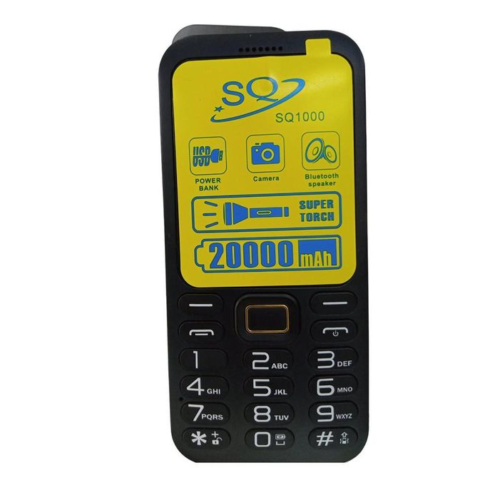 SQ Sq1000 - Powerbank Phone -5980mAh battery capacity 2.8`` HD SCREEN DUAL SIM OR QUAD SIM PHONE button mobile phone dual sim card Bluetooth connectivity spotlight torch FEATURED PHONE
