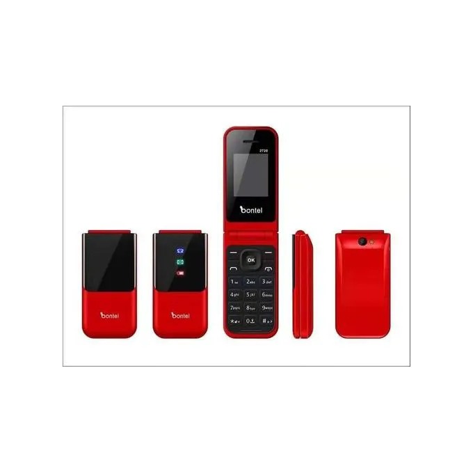 Bontel 2720 1.77"Display Flip Phone. MP3,MP4,FM Radio, Flash Torch 1000mAh-Red