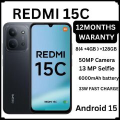 REDMI 15C 128GB ROM 8(4+4) GB Ram 6.9'' LCD 50MP Main Camera 8MP selfie camera 6000mAh 33W Fast Charger Android 15 Xiaomi Hyper OS 2 Mediatek  Side Fingerprint smart phones + FREE GIFTS FOR YOU