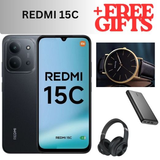REDMI 15C 256GB ROM 8GB Ram 6.9'' LCD 50MP Main Camera 8MP selfie camera 6000mAh 33W Fast Charger Android 15 Xiaomi Hyper OS 2 Mediatek with free gifts Side Fingerprint smart phones