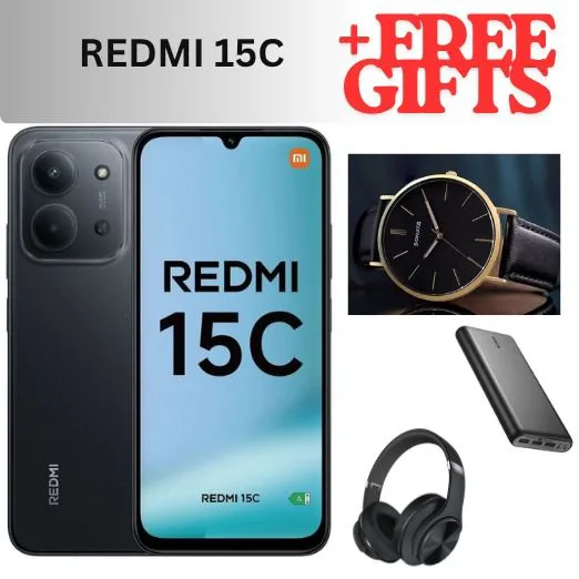 REDMI 15C 256GB ROM 8GB Ram 6.9'' LCD 50MP Main Camera 8MP selfie camera 6000mAh 33W Fast Charger Android 15 Xiaomi Hyper OS 2 Mediatek with free gifts Side Fingerprint smart phones